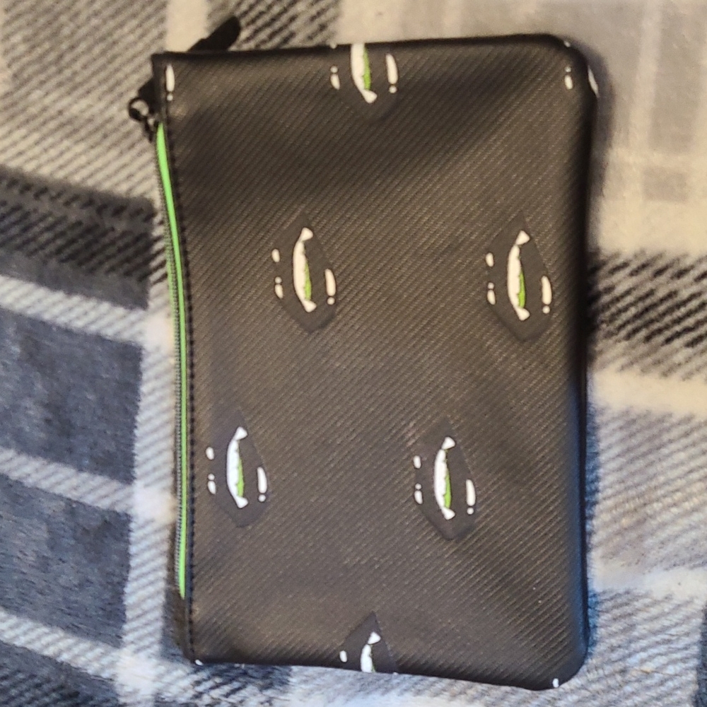 Black and green make up bag